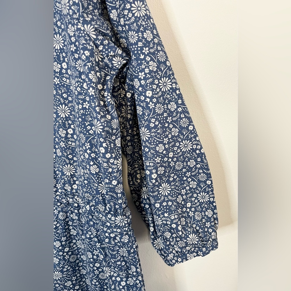 Hope & Henry Floral Print Organic Cotton Midi Dress in Blue and White. Size 10 - Picture 5 of 11